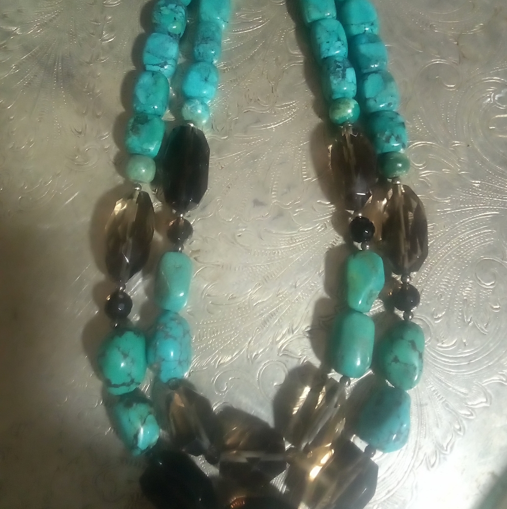 Barse Turquoise Brown Topaz necklace 925 Firm$